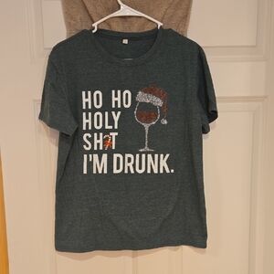 Festive Green T-Shirt with Holiday Print